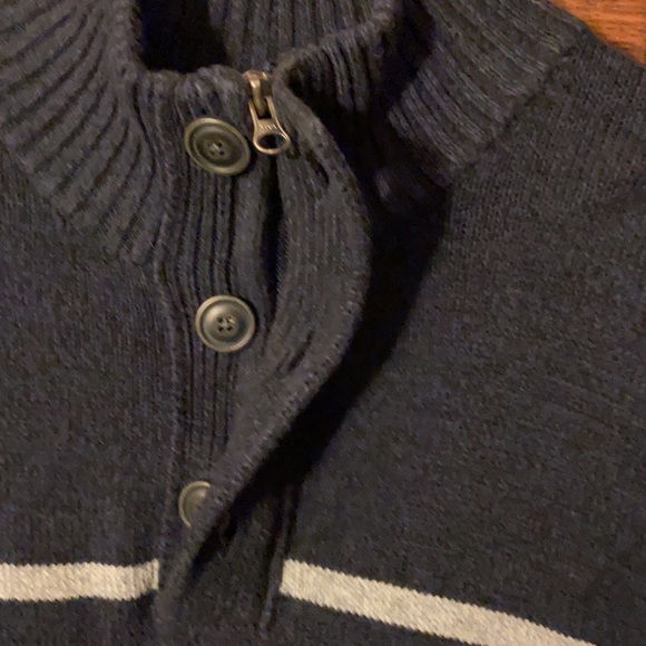 Urban Pipeline Men's Quarter Zip/ Button Mock Turtleneck Sweater sz L Navy/Gray - Picture 2 of 7